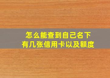 怎么能查到自己名下有几张信用卡以及额度