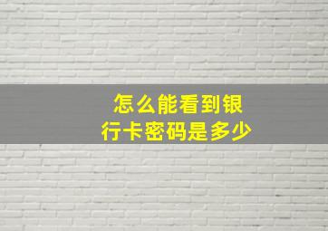 怎么能看到银行卡密码是多少