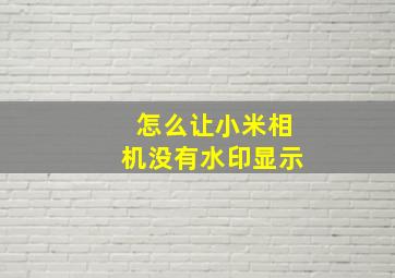 怎么让小米相机没有水印显示