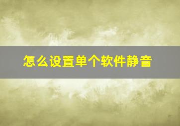 怎么设置单个软件静音