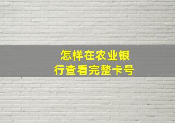 怎样在农业银行查看完整卡号