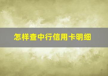 怎样查中行信用卡明细