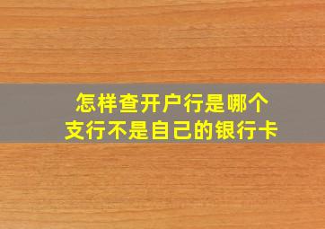 怎样查开户行是哪个支行不是自己的银行卡