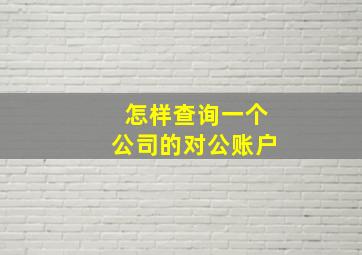 怎样查询一个公司的对公账户