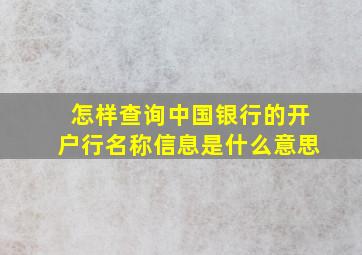 怎样查询中国银行的开户行名称信息是什么意思