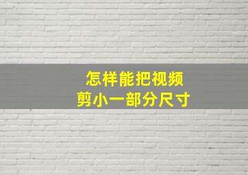 怎样能把视频剪小一部分尺寸