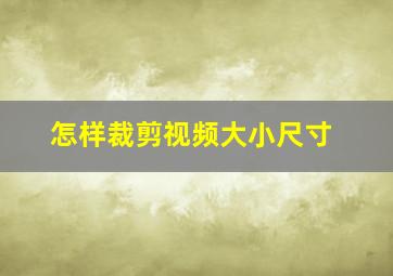 怎样裁剪视频大小尺寸