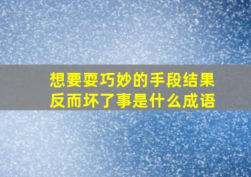 想要耍巧妙的手段结果反而坏了事是什么成语