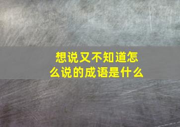 想说又不知道怎么说的成语是什么