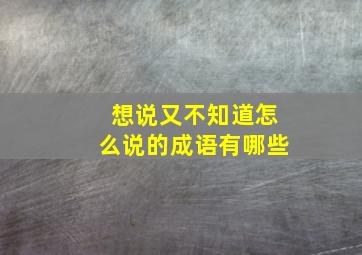 想说又不知道怎么说的成语有哪些