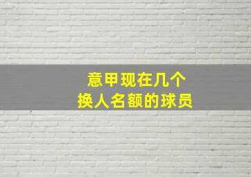 意甲现在几个换人名额的球员