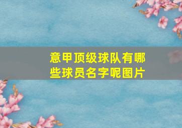 意甲顶级球队有哪些球员名字呢图片