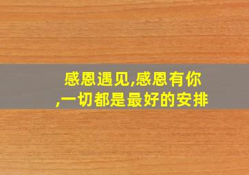 感恩遇见,感恩有你,一切都是最好的安排