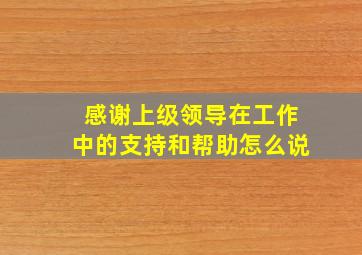 感谢上级领导在工作中的支持和帮助怎么说