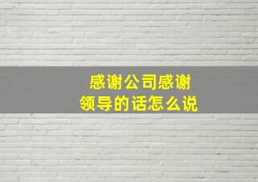 感谢公司感谢领导的话怎么说