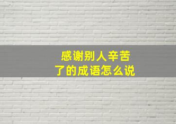 感谢别人辛苦了的成语怎么说