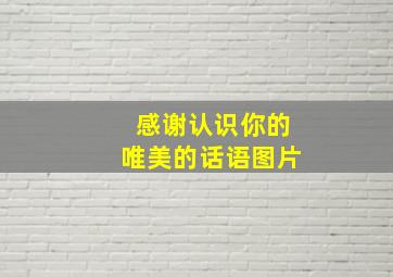 感谢认识你的唯美的话语图片