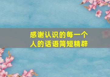 感谢认识的每一个人的话语简短精辟