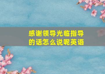 感谢领导光临指导的话怎么说呢英语