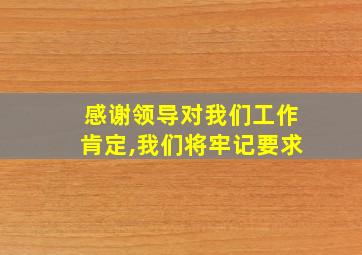 感谢领导对我们工作肯定,我们将牢记要求