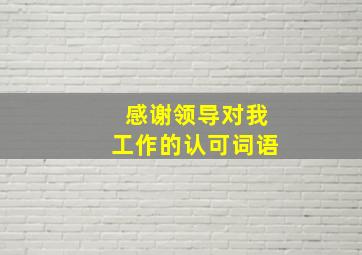 感谢领导对我工作的认可词语