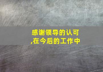 感谢领导的认可,在今后的工作中