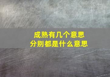 成熟有几个意思分别都是什么意思