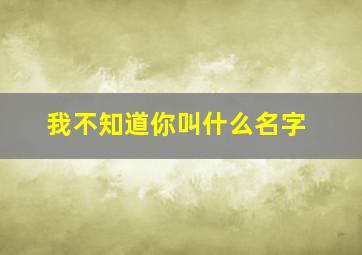 我不知道你叫什么名字