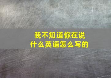 我不知道你在说什么英语怎么写的