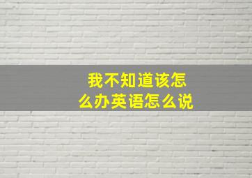 我不知道该怎么办英语怎么说