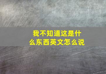 我不知道这是什么东西英文怎么说