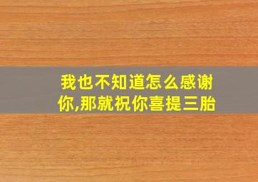 我也不知道怎么感谢你,那就祝你喜提三胎