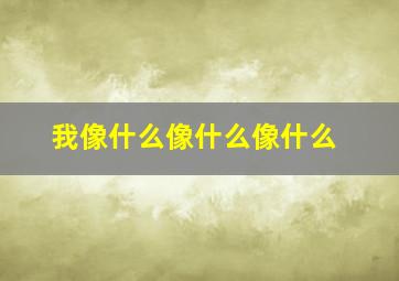 我像什么像什么像什么