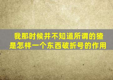 我那时候并不知道所谓的猹是怎样一个东西破折号的作用