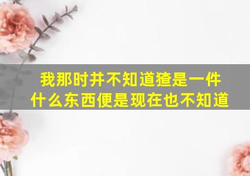 我那时并不知道猹是一件什么东西便是现在也不知道