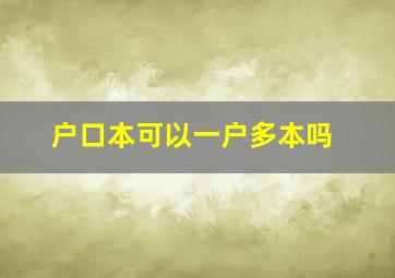 户口本可以一户多本吗