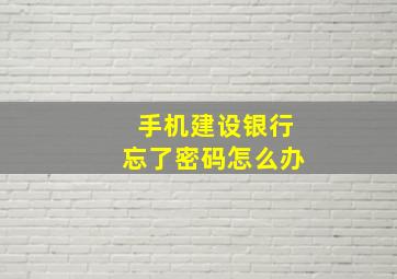 手机建设银行忘了密码怎么办