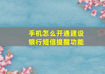 手机怎么开通建设银行短信提醒功能