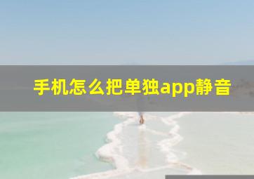 手机怎么把单独app静音