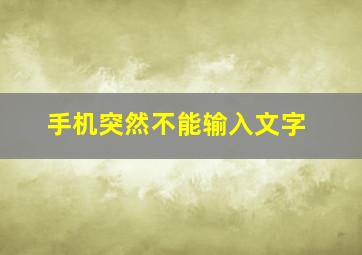 手机突然不能输入文字