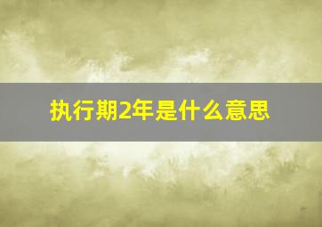 执行期2年是什么意思