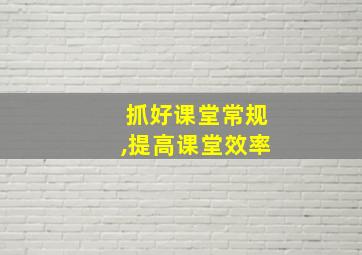 抓好课堂常规,提高课堂效率