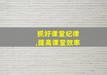 抓好课堂纪律,提高课堂效率