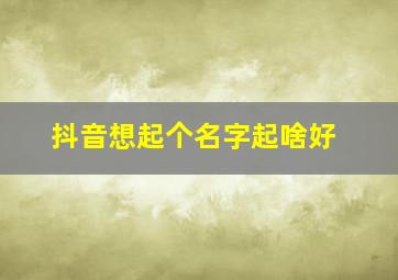 抖音想起个名字起啥好