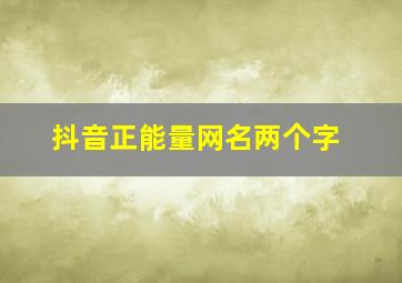 抖音正能量网名两个字