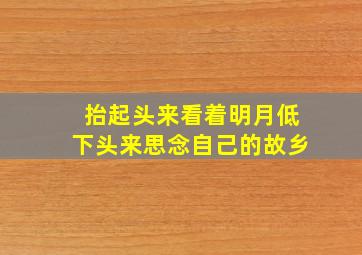 抬起头来看着明月低下头来思念自己的故乡