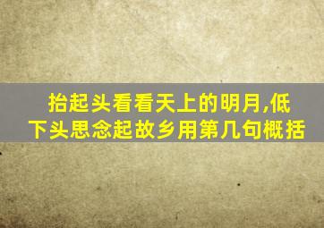 抬起头看看天上的明月,低下头思念起故乡用第几句概括