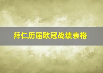 拜仁历届欧冠战绩表格