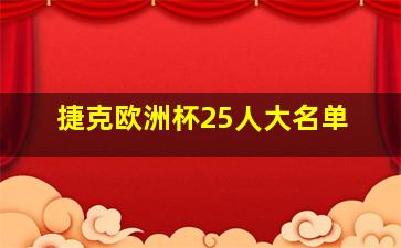 捷克欧洲杯25人大名单