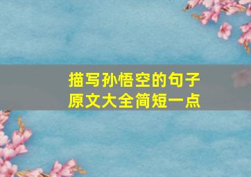 描写孙悟空的句子原文大全简短一点